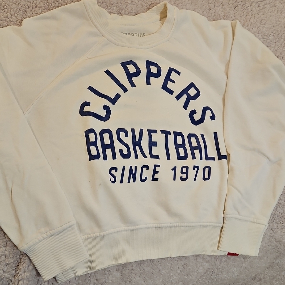 Womens White CLIPPERS cropped Sweatshirt.